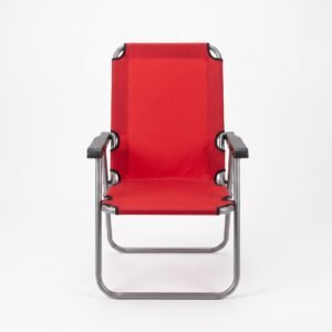 Premium Red Folding Lawn Chair with Silver Anodized Frame